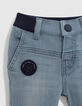 Blauwe washed jeans met geribde tailleband babyjongens-4