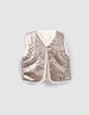 Omkeerbaar vest beige en ecru gevoerd babymeisjes-2