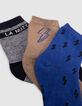 Baby boy navy, camel and blue socks-3