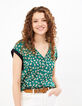 I.Code mint green small leaf print top-2