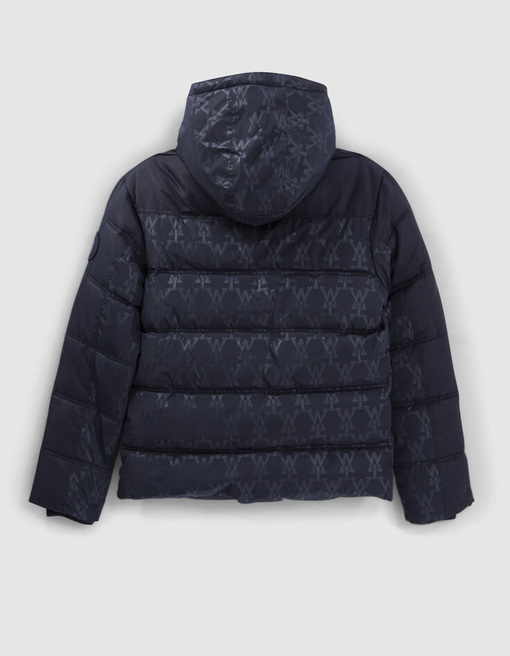 Boys’ navy mixed-fabric padded jacket with Way monogram-4