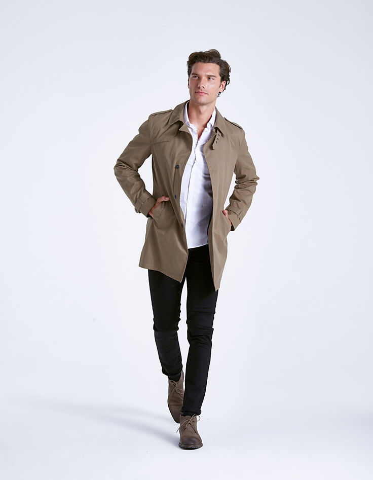 Trench beige foncé à pressions Homme-7