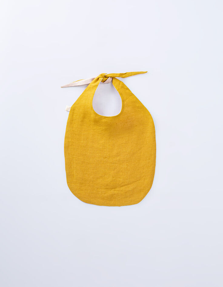 GABRIELLE PARIS pink and yellow washed linen long bib-2