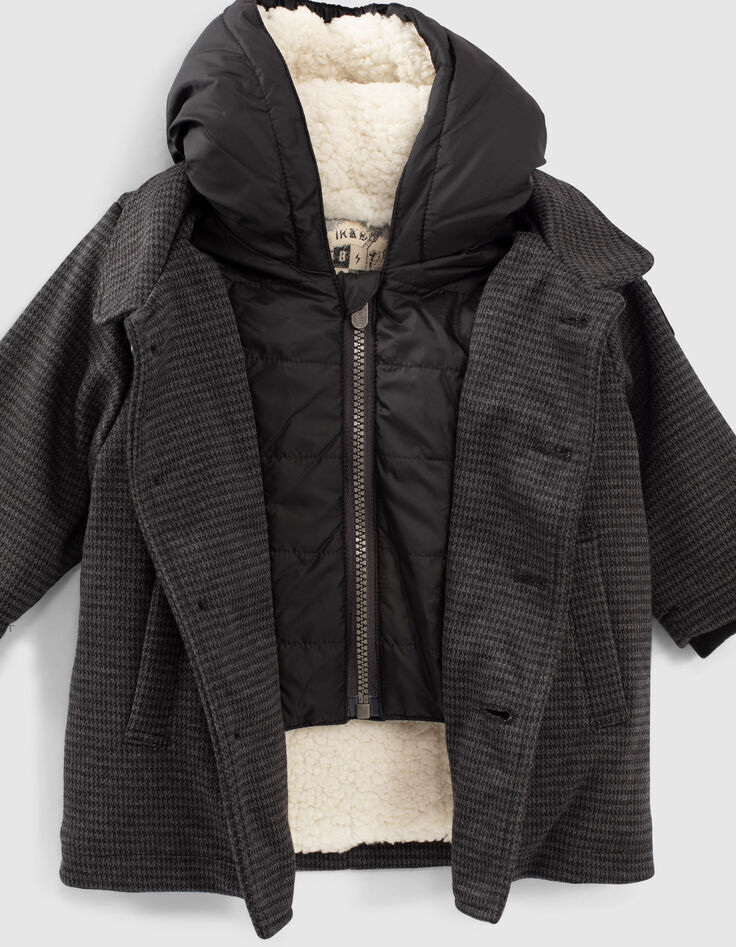 Manteau gris carreaux avec parmenture bébé garçon-5