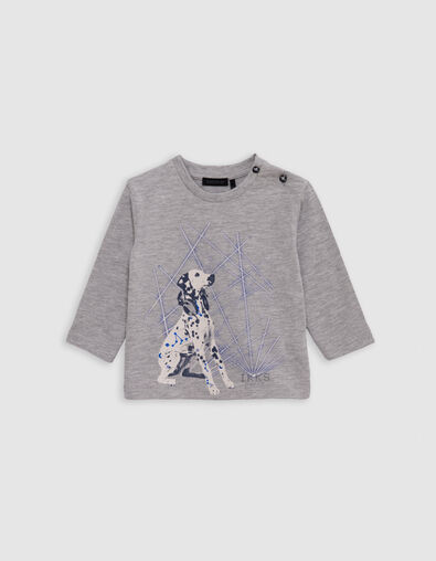 Camiseta gris algodón perro visual y láseres bebé niño - IKKS