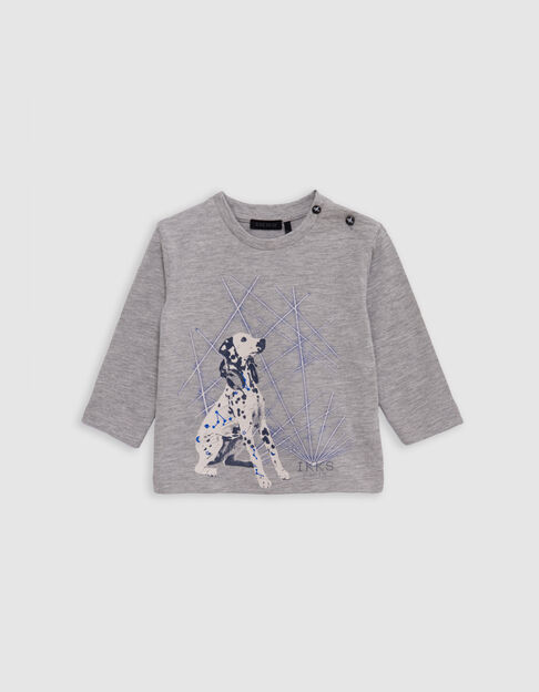 Grijs T-shirt biokatoen hond en lasers babyjongens - IKKS