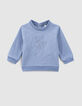 Middenblauwe sweater bliksemborduursel biosweatstof baby’s-1