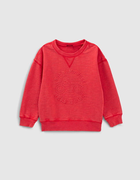 Boys’ red sweatshirt with motorbike embossed slogans - IKKS