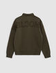 Boy's khaki sweatshirt with XL slogan embroidered on back-4