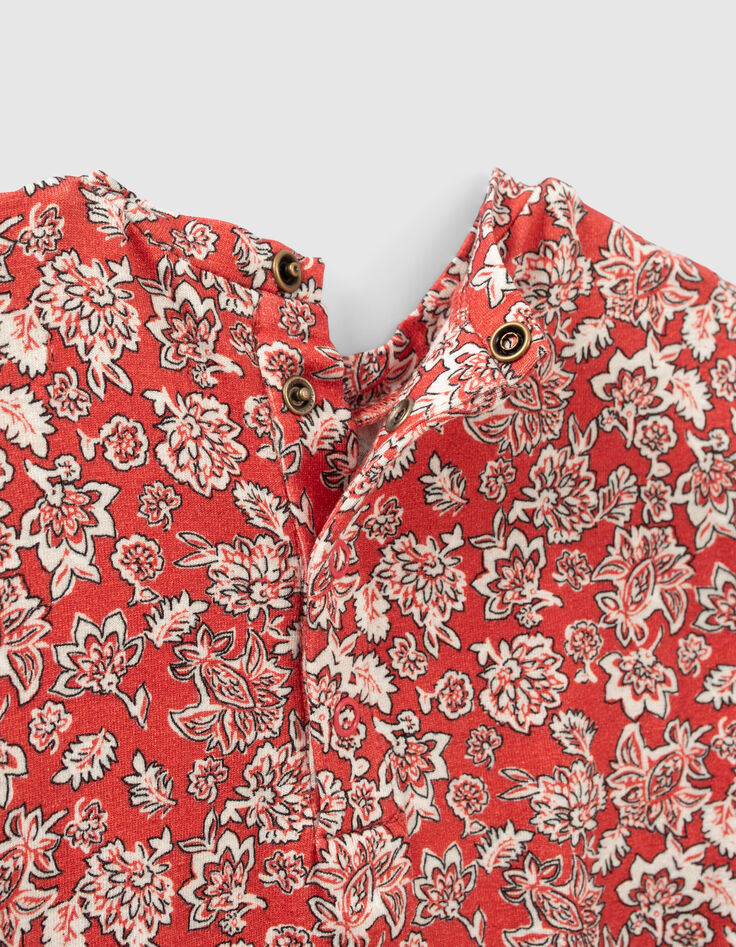Rood T-shirt bloemenprint babymeisjes-5