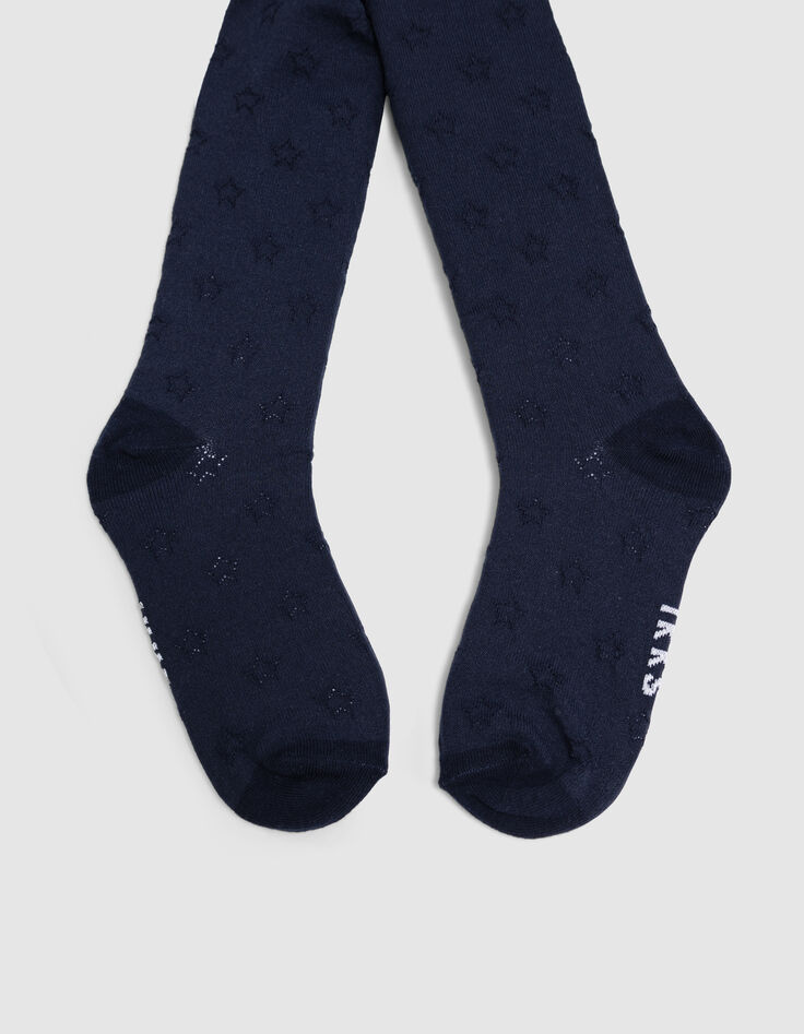 Girl's navy jacquard knit tights-3