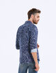 Men’s slim indigo dotted print shirt-3