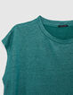 Women’s emerald iridescent soft linen T-shirt-4