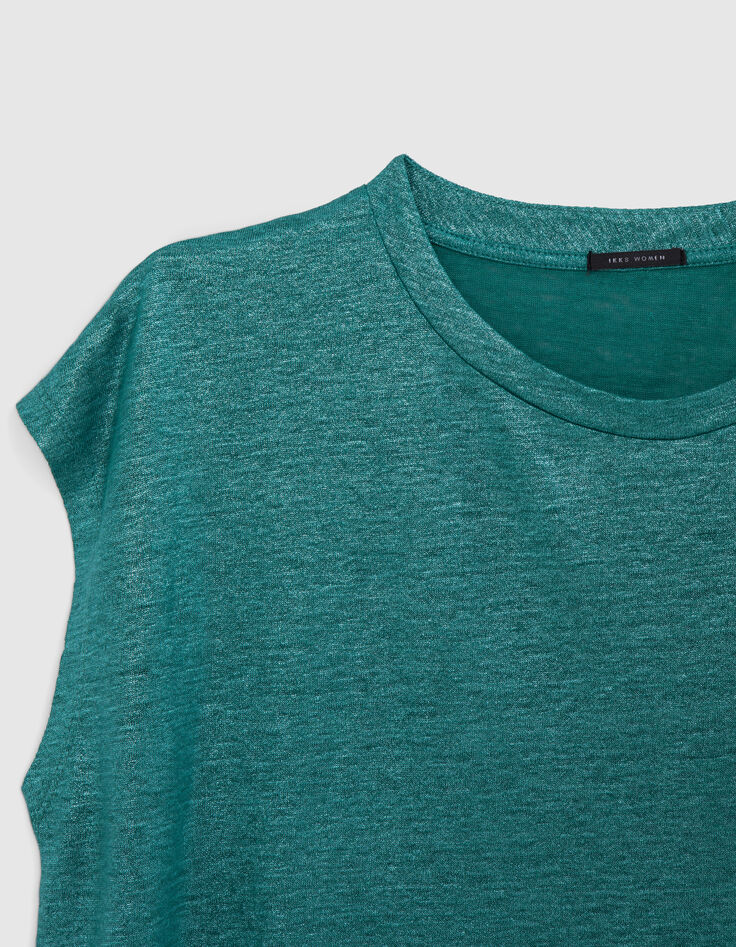 Women’s emerald iridescent soft linen T-shirt-4