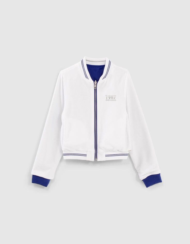 Girls’ white and blue reversible bomber jacket-3