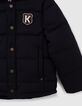 Boys' navy fabric-mix fur-lined padded jacket, nylon hood-4