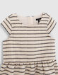 Girls’ ecru dress with striped motif jacquard-4