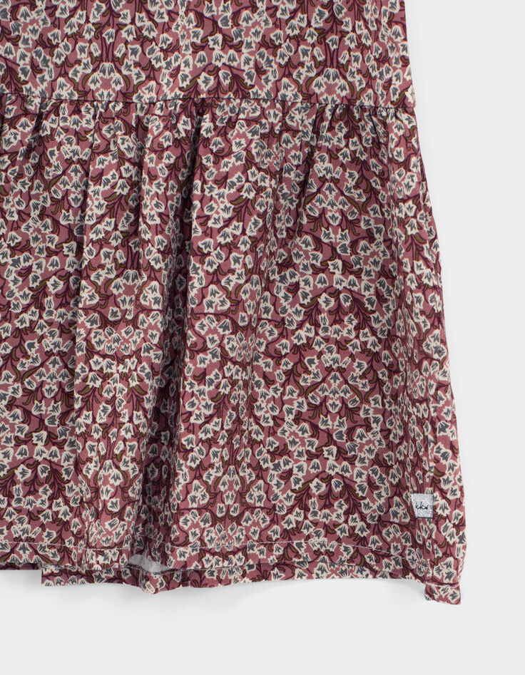 Girls’ rosewood blurry floral print long skirt-4