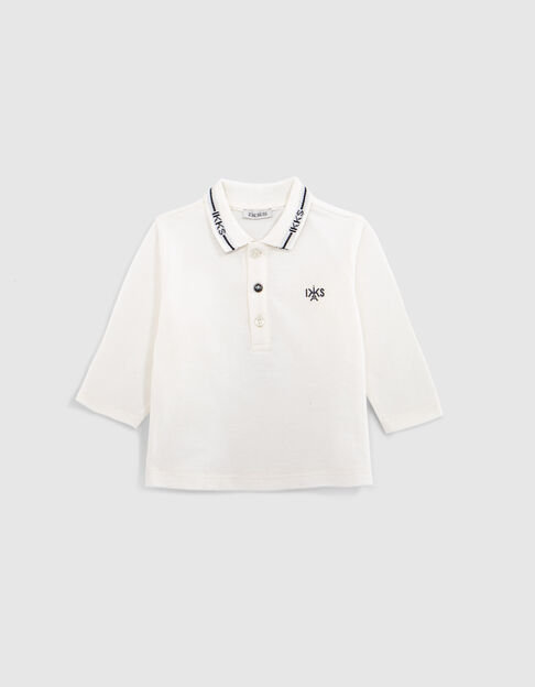 Polo écru coton bio col jacquard typo bébé garçon - IKKS