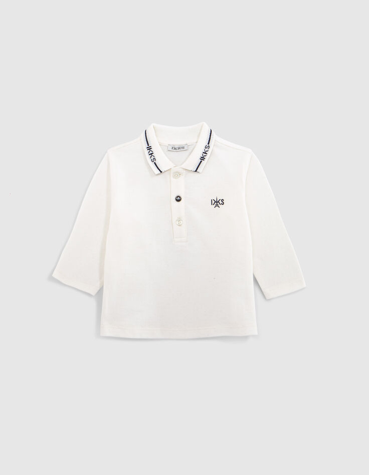 Polo algodón orgánico crudo cuello jacquard bebé niño-1