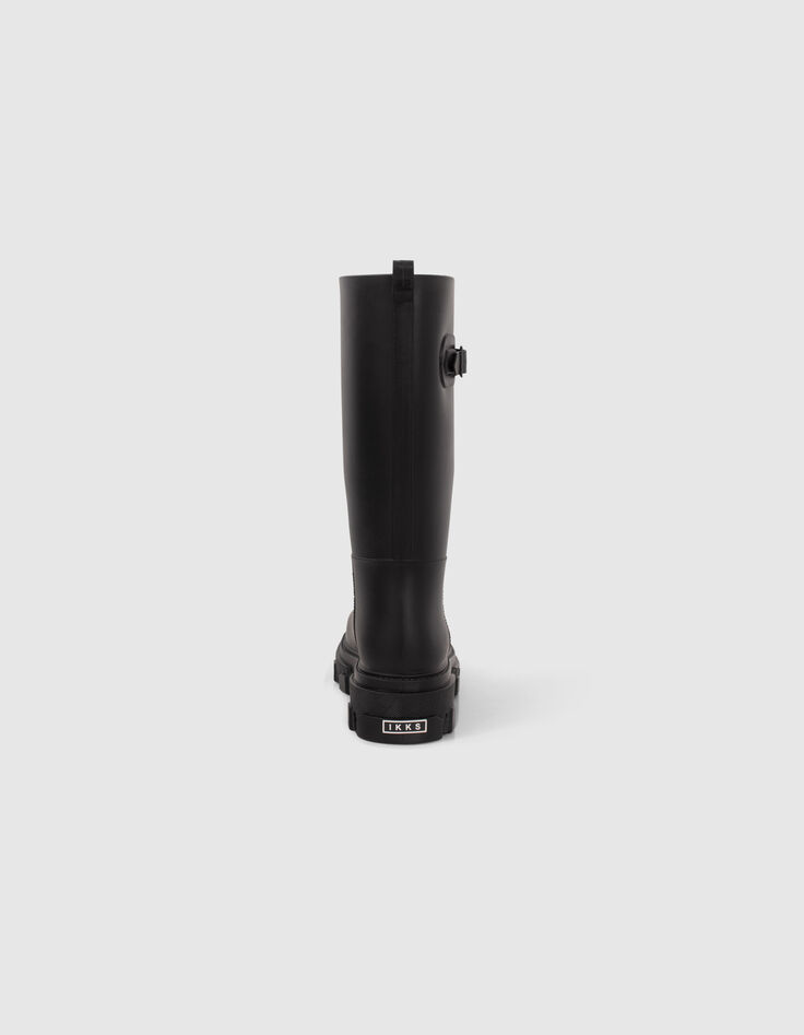 Women’s black rain boots with lugged soles-3