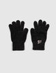 Girl's black glitter knit gloves-1