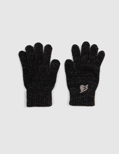 Girl's black glitter knit gloves - IKKS