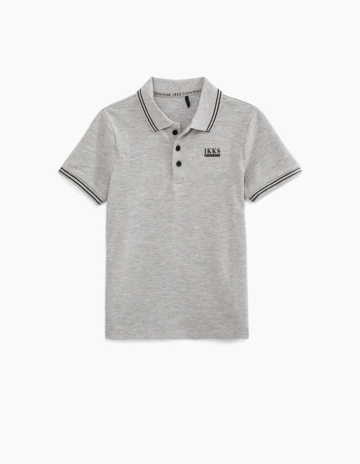 Boy’s grey marl organic cotton polo shirt-1