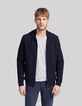 Men’s navy textured hooded cardigan-1