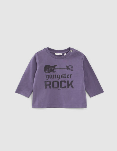 T-shirt violet bio print rock devant et dos bébé garçon - IKKS