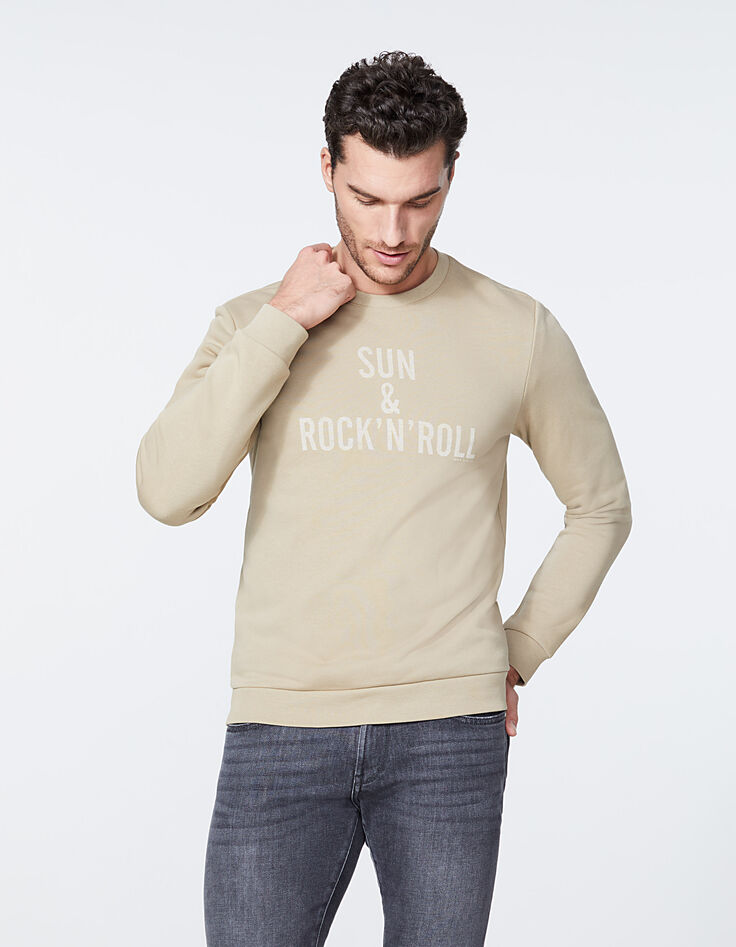 Sudadera beige con mensaje Hombre-3