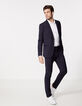 Men’s navy fine-stripe SLIM suit trousers-1