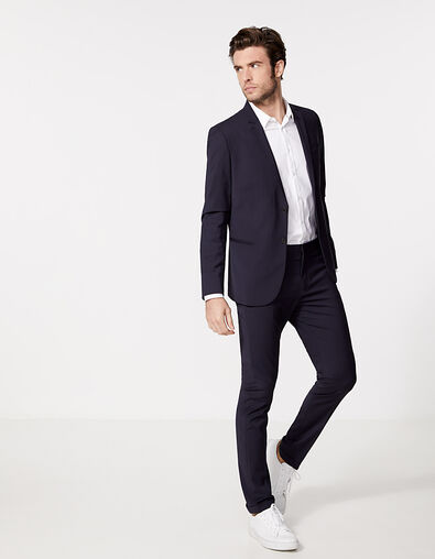 Men’s navy fine-stripe SLIM suit trousers - IKKS