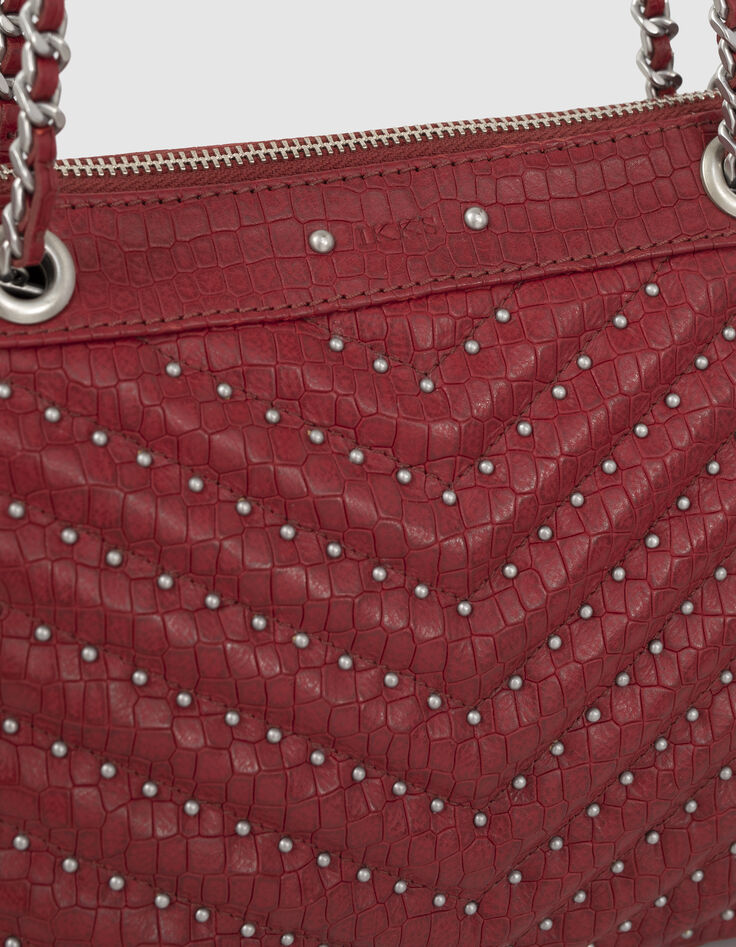 Sac pochette 1440 Reporter cuir rouge embossé croco Femme-3