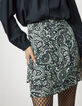 Women’s green paisley print ruffled, draped skirt-6