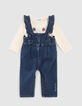 Ensemble salopette en jean et tee-shirt bébé fille-1