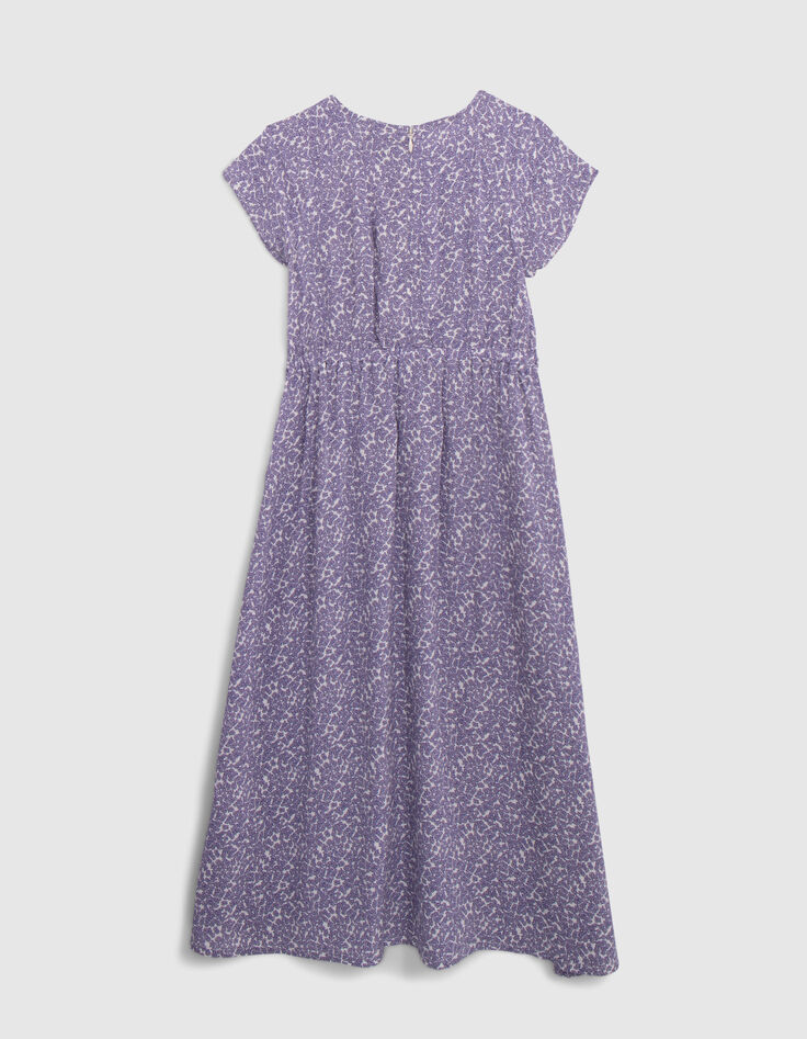 Ecru langes Kleid LENZING™ ECOVERO™ mauve Blumen Mädchen-4