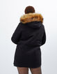 I.Code black fur-lined duffle coat-style parka-3