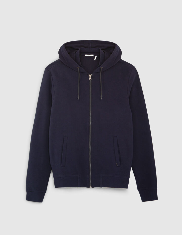 Men’s navy textured hooded cardigan-6