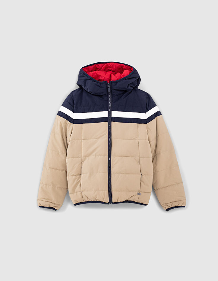 Boys’ navy, camel and red reversible padded jacket-2