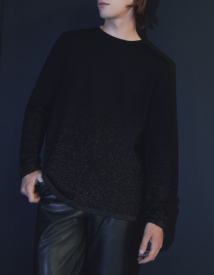 Men’s black knit Pure Edition sweater, gradual gold lurex-4