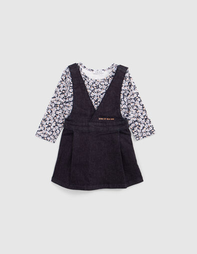 Ensemble 2-en-1 T-shirt fleurs et robe jean bébé fille - IKKS