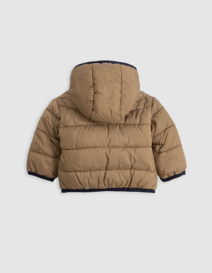 Wendbare Daunenjacke für Jungen in Kamel und Marineblau-4