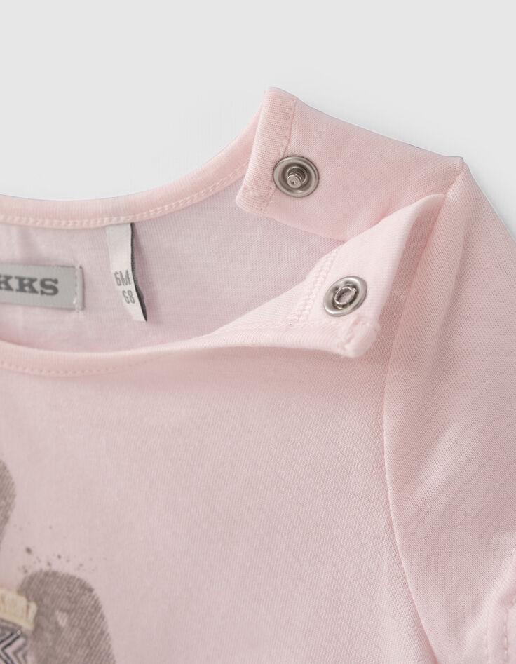 Roze T-shirt biokatoen opdruk sandalen babymeisjes-4