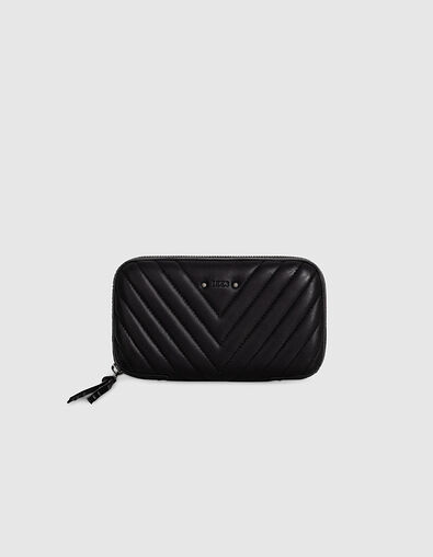 Women’s 1440 E-POCKET black quilted chevron leather bag - IKKS