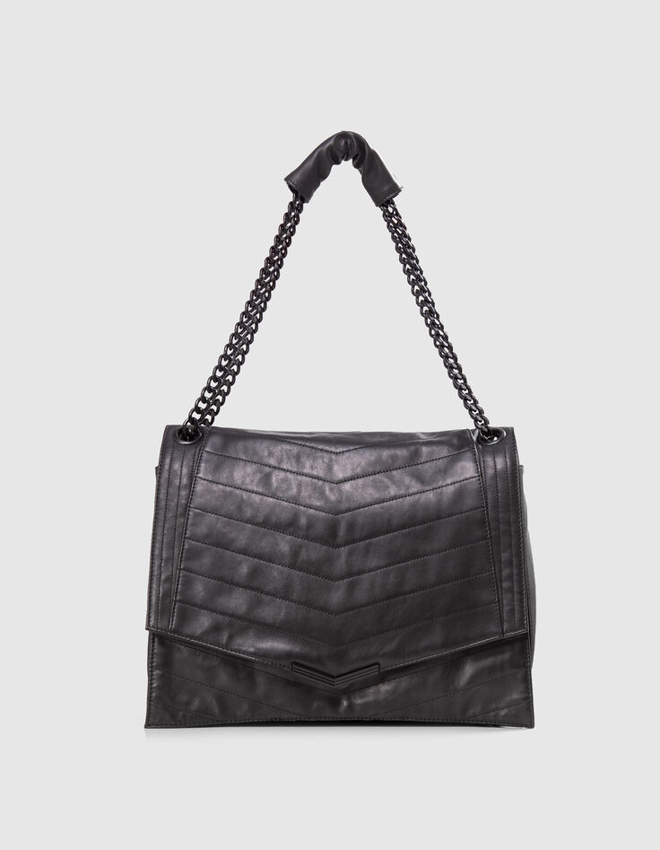 Sac THE 1. noir cuir matelassé Taille XL Femme-2