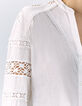 Witte blouse biokatoen kant aan mouwen Dames-3