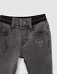 Baby boys’ grey jeans with prints and embossed images-3