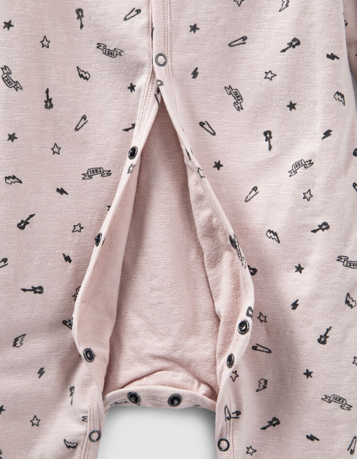 Baby’s light pink rock print organic cotton sleepsuit-2