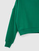 Sudadera verde cropped flocado espalda niña-6